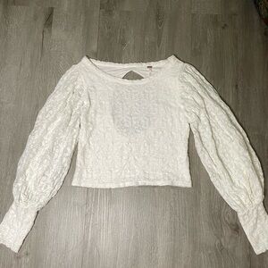 Free People Jasmine Lace crop Top Puff Long Sleeve